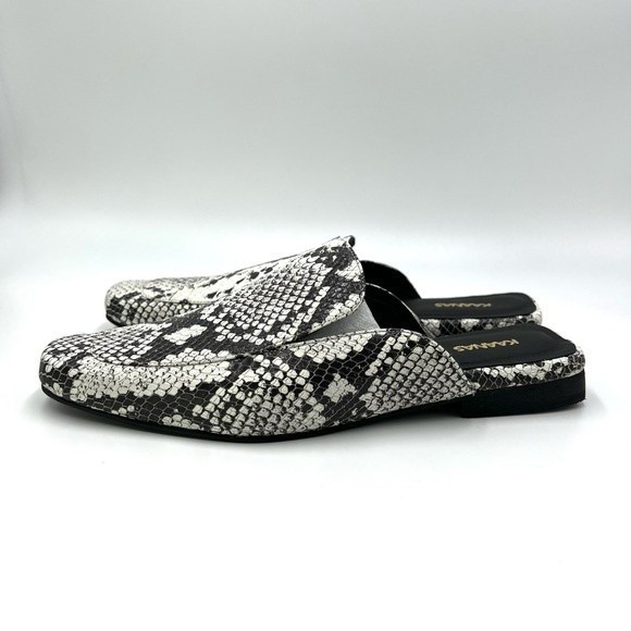 Kaanas Women's Berlin Black Gray Snakeskin Slides Mules Flats Shoes 8 NEW - Picture 6 of 13